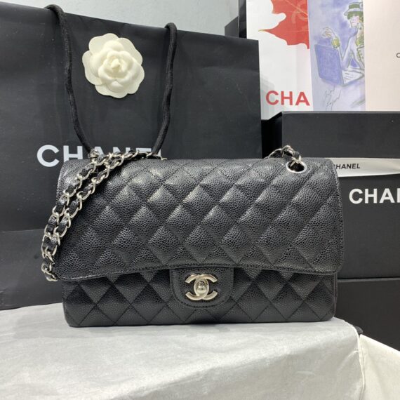 Model: 1112 Classic CF Diagonal Cross Bag Hand Silver Chain