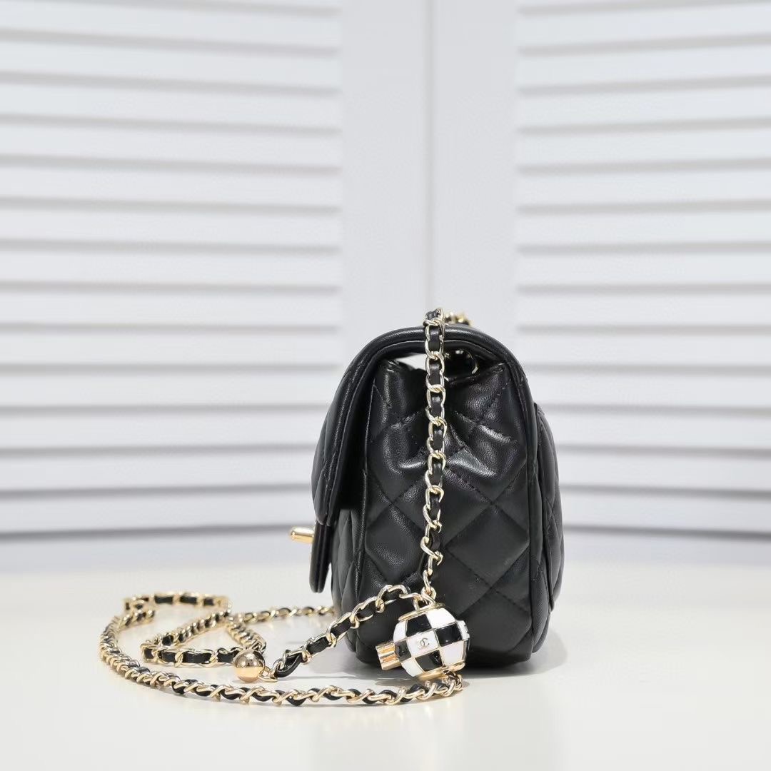 Chanel Flap Bags Classic with Pearl & Ball Chain Details 6 Chanel Flap Bags Classic with Pearl & Ball Chain Details - Image 6