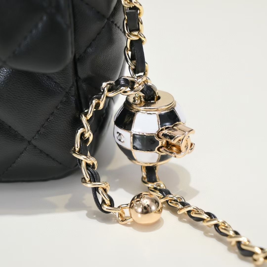 Chanel Flap Bags Classic with Pearl & Ball Chain Details 8 Chanel Flap Bags Classic with Pearl & Ball Chain Details - Image 8