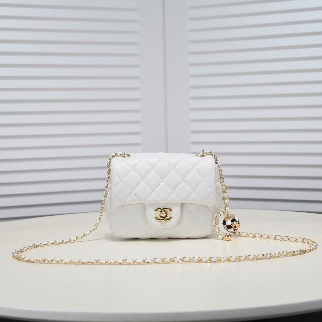 Chanel Flap Bags Classic with Pearl & Ball Chain Details 10 Chanel Flap Bags Classic with Pearl & Ball Chain Details - Image 10