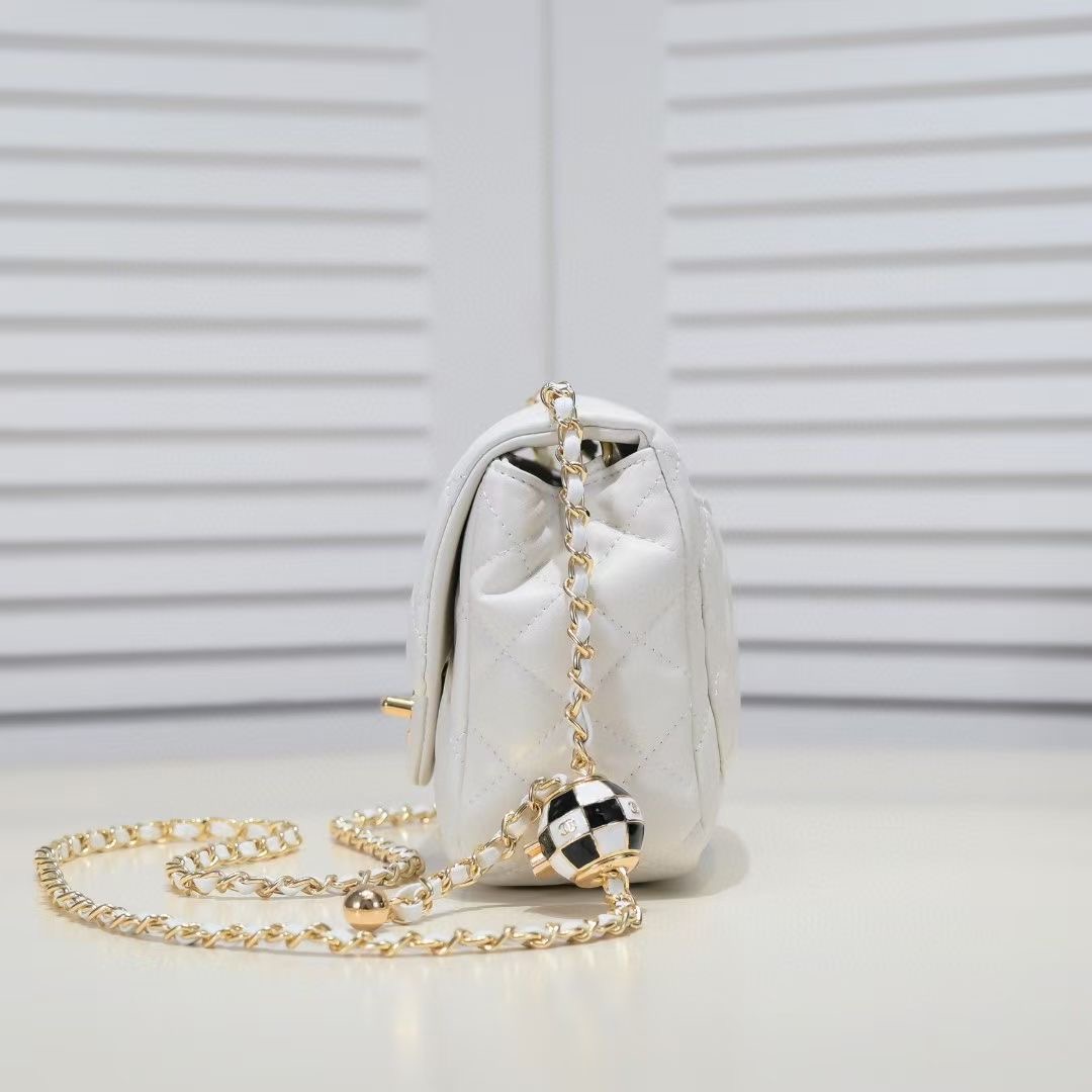 Chanel Flap Bags Classic with Pearl & Ball Chain Details 11 Chanel Flap Bags Classic with Pearl & Ball Chain Details - Image 11