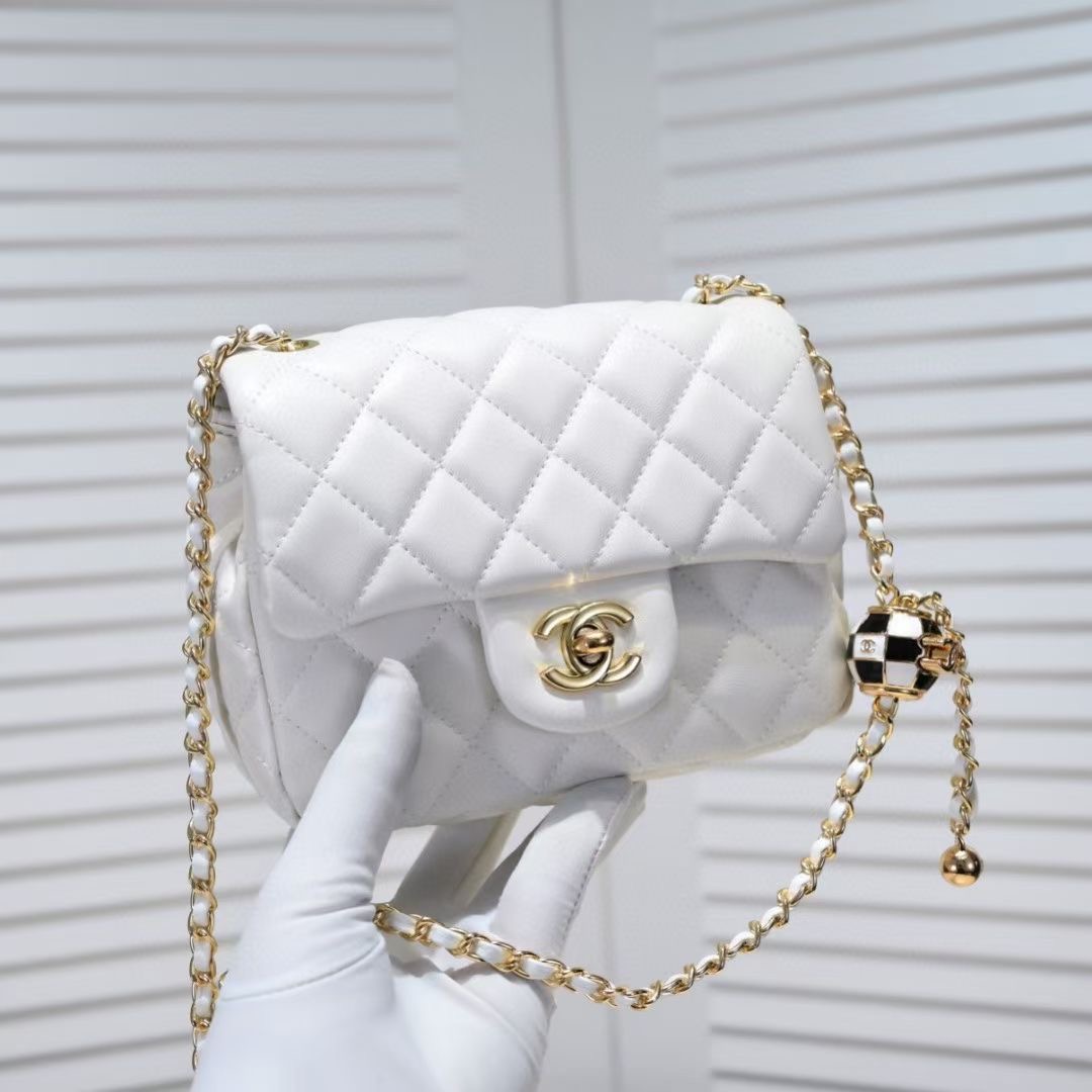 Chanel Flap Bags Classic with Pearl & Ball Chain Details 14 Chanel Flap Bags Classic with Pearl & Ball Chain Details - Image 14