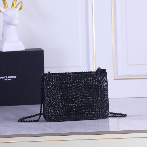 Yves Saint Laurent Latest Crocodile Pattern Sunset Bag Top Imported Original Leather Crocodile Pattern Model: 442906 Crocodile Pattern 422906