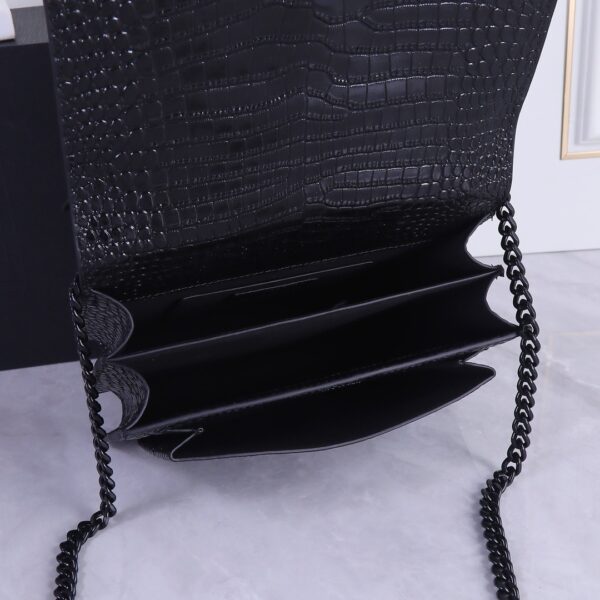 Yves Saint Laurent Latest Crocodile Pattern Sunset Bag Top Imported Original Leather Crocodile Pattern Model: 442906 Crocodile Pattern 422906