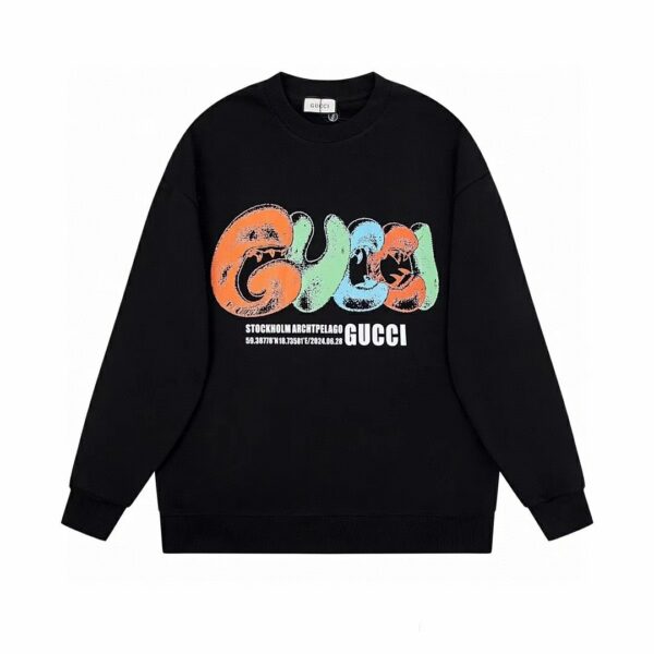 gucci Autumn and winter new chest graffiti colorful logo candy colored round neck hoodie