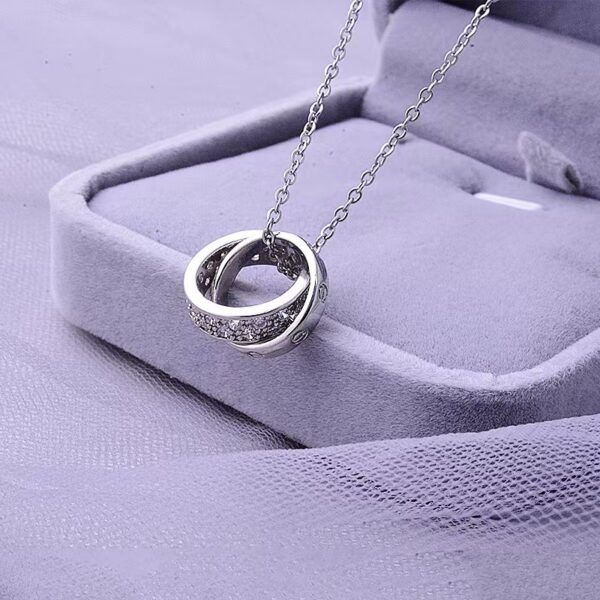 Necklace Timeless Double Ring Charm 316L Titanium Steel fashion pendant Valentine's day gifts for woman ﻿