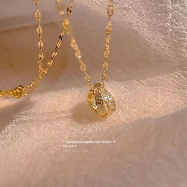 Necklace Timeless Double Ring Charm 316L Titanium Steel fashion pendant Valentine's day gifts for woman ﻿