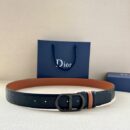 Metal coated brass waistband buckle with CD Icon logo and Oblique Cosmo pattern