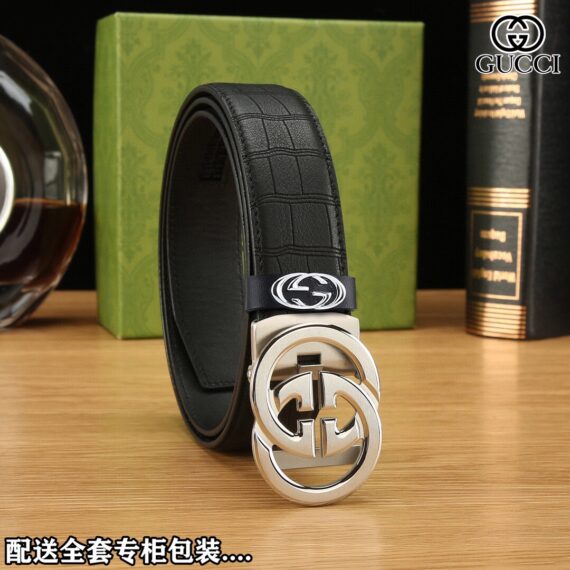 35mm width double-sided cowhide automatic buckle waistband
