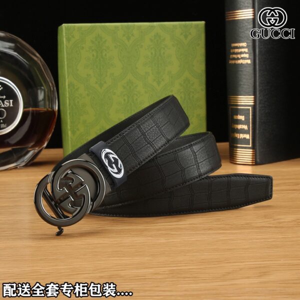 35mm width double-sided cowhide automatic buckle waistband