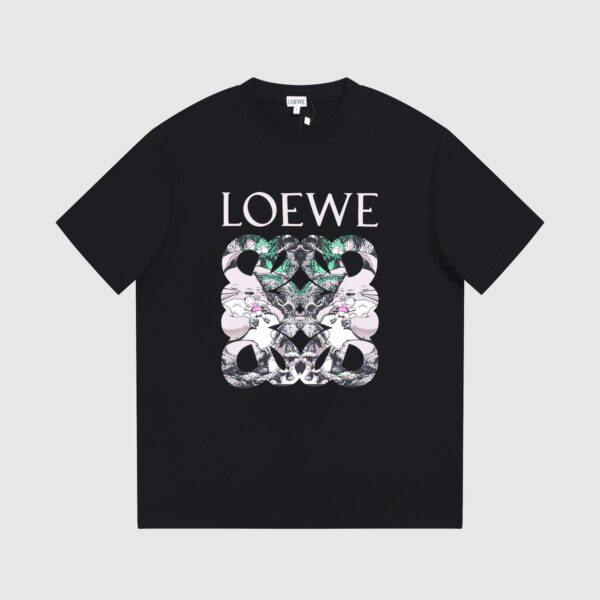 Loewe New cotton plain knit round neck T-shirt with Chihiro Totoro cute pet cartoon print pattern
