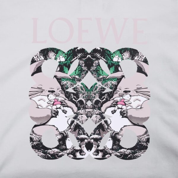 Loewe New cotton plain knit round neck T-shirt with Chihiro Totoro cute pet cartoon print pattern