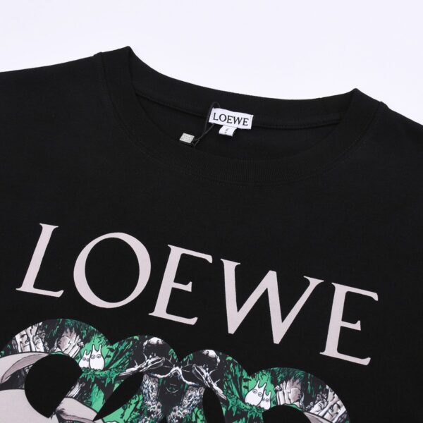 Loewe New cotton plain knit round neck T-shirt with Chihiro Totoro cute pet cartoon print pattern