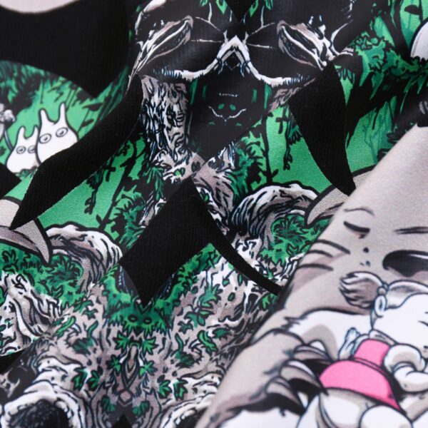 Loewe New cotton plain knit round neck T-shirt with Chihiro Totoro cute pet cartoon print pattern