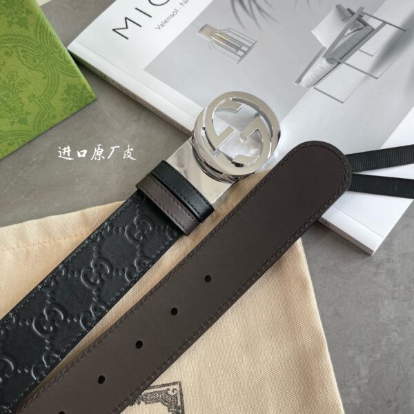 gucci 37mm wide double-sided Signature cowhide automatic buckle waistband