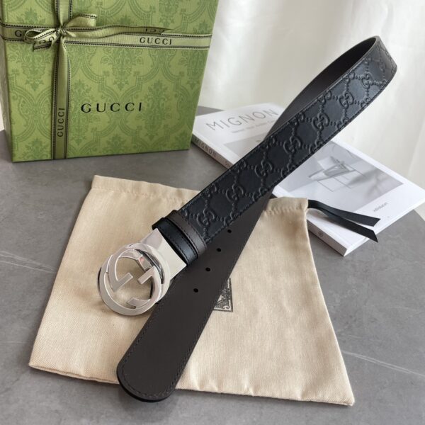 gucci 37mm wide double-sided Signature cowhide automatic buckle waistband