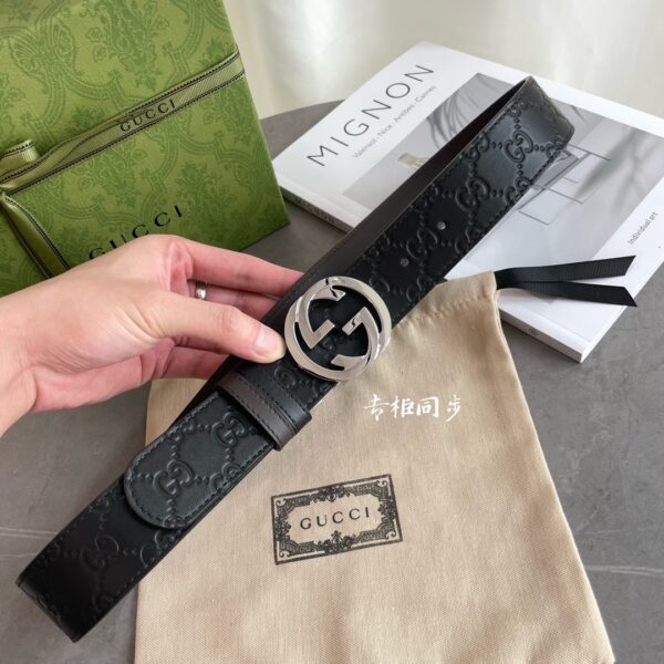 gucci 37mm wide double-sided Signature cowhide automatic buckle waistband