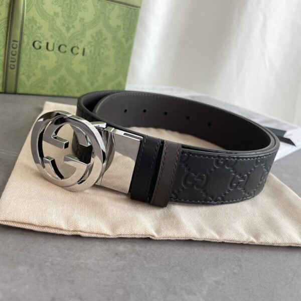 gucci 37mm wide double-sided Signature cowhide automatic buckle waistband