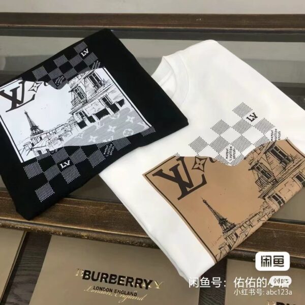 Louis Vuitton T-shirt Classic Iron Tower Landscape Pattern