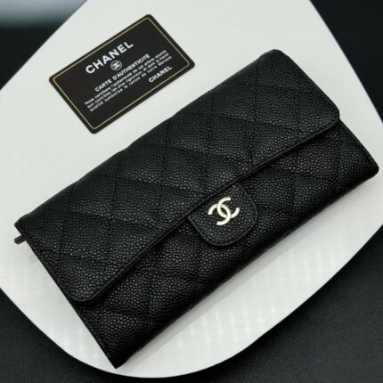 【CHANEL】ヴィンテージ カビア レザー ブラック トートバッグ シルバー金具